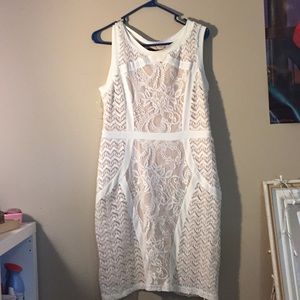 A nude and white dress.